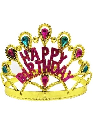 K-Yonlineticaret Altın Renk Happy Birthday Doğum Günü Tacı
