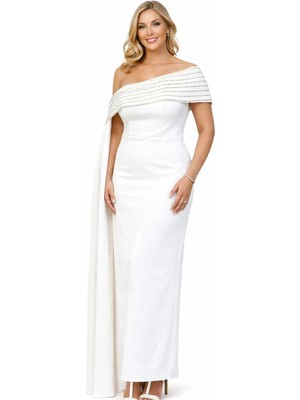 Simli Askılı Yırtmaçlı Uzun Abiye