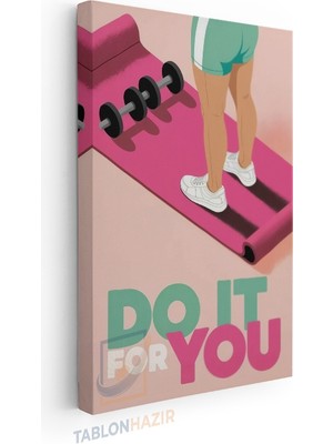 Tablonhazır Dikey Kanvas Tablo Motivasyon Tablosu Spor Fitness 6 Spor Fitness Gym Salon Duvar Tablosu