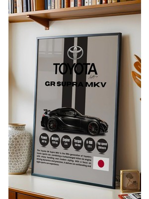 E2 Nova Toyota gr Supra Mkv Premium Spor Araba Tablosu - Teknik Özellikli Otomobil Duvar Dekoru