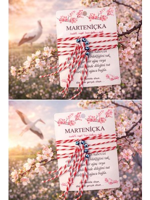 Mugusa Hediyelik Marteniçka - El Yapımı 5' Li Kartlı - Hediyelik Marteniçka Bahar ve Dilek Bilekliği