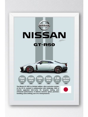E2 Nova Nissan GT-R50 Premium Spor Araba Çerçeveli Tablo - Teknik Özellikli Limited Edition Duvar Dekoru