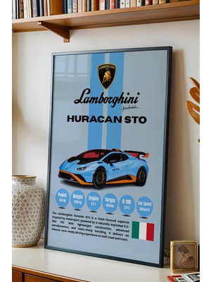 E2 Nova Lamborghini Huracan Sto Premium Araba Tablosu - Teknik Özellikli Italyan Otomobil Duvar Dekoru