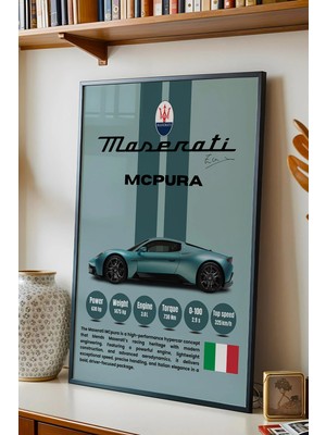E2 Nova Maserati Mcpura Premium Araba Tablosu - Teknik Özellikli Italyan Otomobil Duvar Dekoru