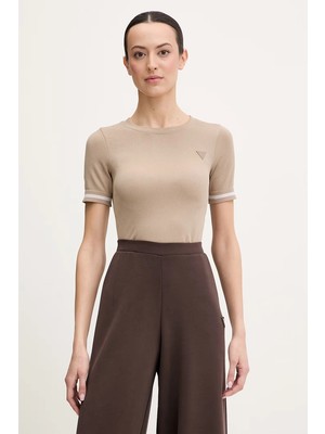 Guess Pepi 4g Dikişsiz Kısa Kollu Kadın Bej Top V6RP02Z4692-FNL8
