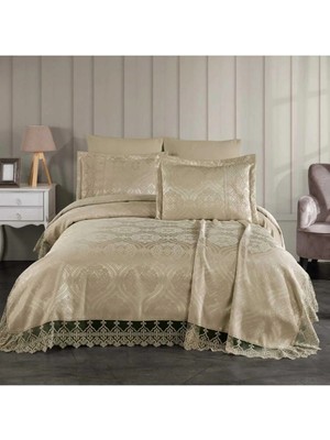 D'niss Home Sultan 3 Parça Fransız Dantelli Şönil Lux Pike Takımı