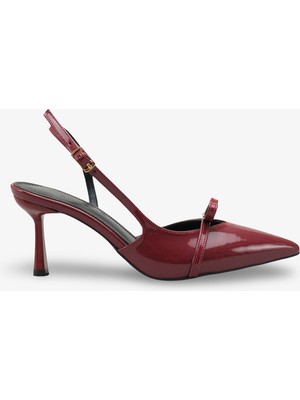 Venezia Kadın Topuklu Ayakkabı - Bordo Rugan