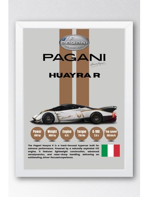 E2 Nova Pagani Huayra R Premium Araba Tablosu - V12 Teknik Özellikli Italyan Otomobil Duvar Dekoru