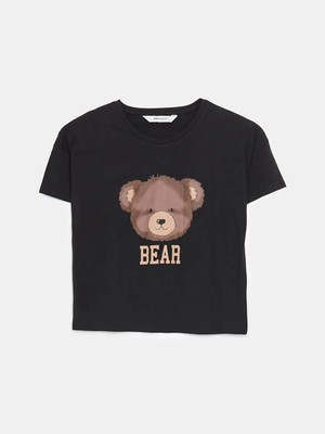 Lc Waikiki Yeni Sezon Bisiklet Yaka Ayı Teddy Baskılı Kadın Pijama Üstü