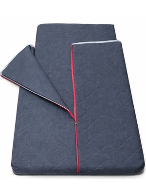 Zish Home Mavi Taşınabilir Kendinden Fermuarlı Tulumlu Katlanır Kamp Yatağı Anne Yanı Yer Yatağı 5cm