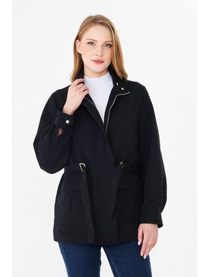 Pique GLORI KADIN MONT Dik Yaka Rahat Kalıp Orta Boy Trençkot