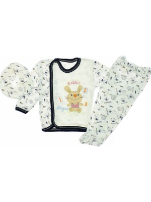 Bebek İkili Takım-Şapkalı (Tavşan Figürlü Hayvan Desenli) (1-3 ay)