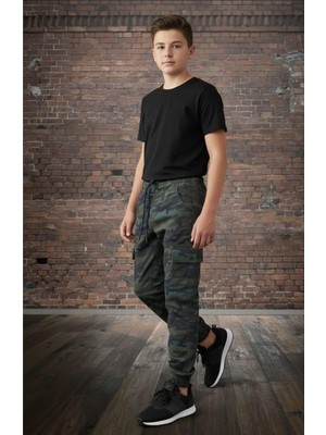Black Steel Garson Boy Erkek Kamuflaj Oantolon