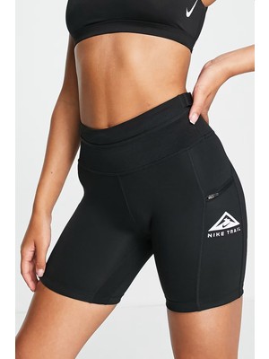 Nike Running Dri Fit Trail Epic Luxe Mid Rise Legging Short Kadın Antrenman Tayt Şort Siyah