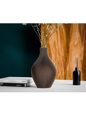 Modern Spiral Dekoratif Vazo | 3D Baskı Pla Şık Tasarım Çiçeklik (2 Boy Seçenekli)