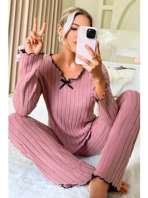 Homay 2’li Fiyonk Detaylı Pamuklu Pijama Takımı
