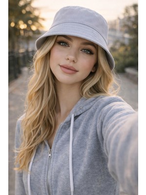 SF Collection Unisex Basic Gri Bucket Bermuda Şapka - Yazlık Kova Şapka