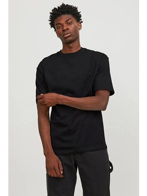 Jack & Jones Jack&jones 12249319 0 Yaka Erkek Basic Tshirt - Siyah