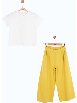 Ugly Duck Nk8-14 Yaş Arası Royal T-Shırt Pantolon Takım - Ekru-Sarı