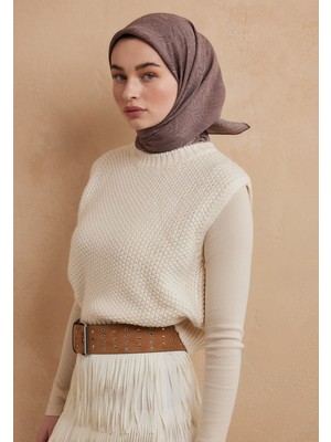 Fresh Reına Desen Pamuk Ipek Eşarp Çikolata Kahve