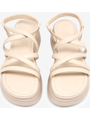 Tonny Black Kadın Bej Rahat Kalıp Yüksek Taban Çapraz Sandalet