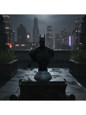 Riva Self Batman Büst Figür - Kara Şövalye Koleksiyon Serisi 3D Pla Dekoratif Heykel - Siyah