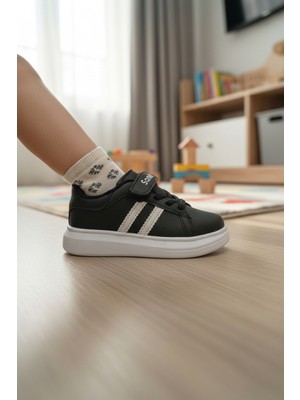 Enoch Şeritli Çocuk Spor Ayakkabı Cırtlı ve Bağcıklı Sportif Model