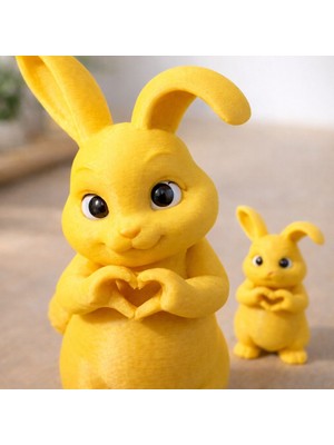 Basart 3D Tasarım Ikili Tavşan Biblo Seti -Dekoratif Obje