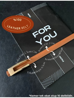 Fiori Hakiki Deri Bombeli Tasarım Tokalı Ince Kadın Kemeri, Ceket Kemeri, Gömlek Kemeri, Elbise Kemeri