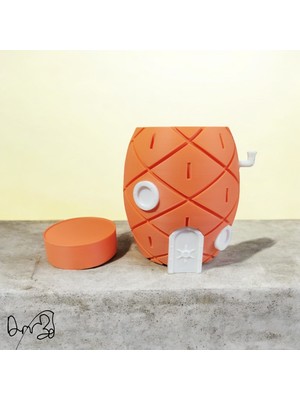 Spongebob Ananas Evi | 10 cm Saksı ve Çiçeklik | Pla | Dekoratif Mini Ev & Masa Süsü