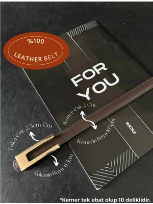 Fiori Hakiki Deri Bombeli Tasarım Tokalı Ince Kadın Kemeri, Ceket Kemeri, Gömlek Kemeri, Elbise Kemeri