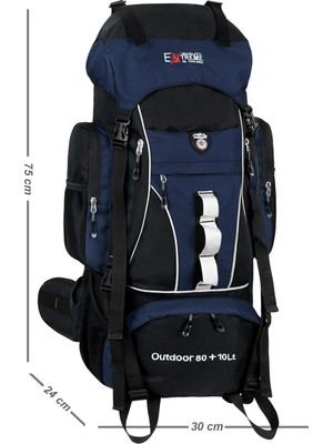Cakard Extreme Outdoor 80+10 Litre Dağcı Sırt Çantası – Kamp, Trekking ve Hiking Için Profesyonel Sırt Çantası Lacivert