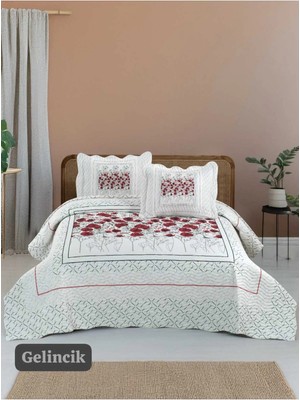 Örtüm Sofline Çift Kişilik Kapitone Yatak Örtüsü, Klasik Desenli Model - Beste Kahve (250 X 260cm)