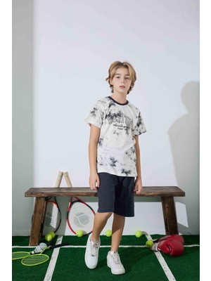 Rapapa Erkek Çocuk Yazlık Penye Alt Üst Şort Takım 3950 Siyah