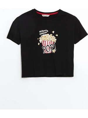 Lc Waikiki Yeni Sezon Bisiklet Yaka Baskılı Kadın Pijama Üstü