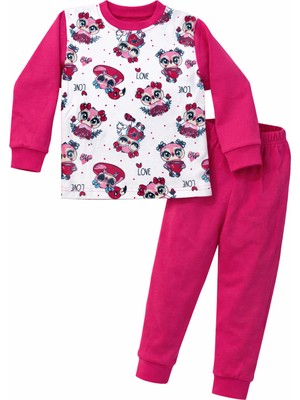 Remsa Kız Çocuk Pamuklu Desenli Pijama Takımı 6068-14 FUŞYA01