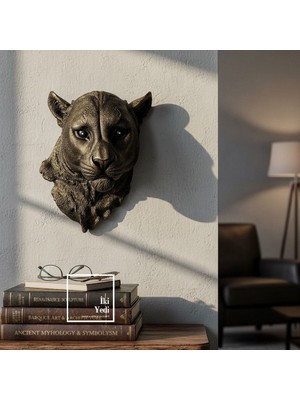 İki Yedi Konsept Paulinus Nefti Panter Duvar Dekoru 40X31 Cm, Modern Heykel Duvar Objesi Salon Ofis Güç Temalı Dekor