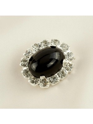 Starseven Oval Inci Taşlı Broş