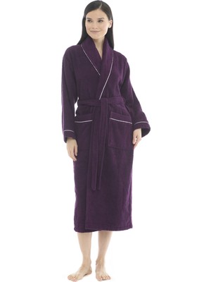 Seritaine Gaia Şalyaka Kadın Bornozu- Mürdüm %100 Pamuk