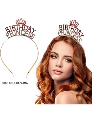 K-Yonlineticaret Birthday Princess Kristal Taç – Rose Gold Kaplama