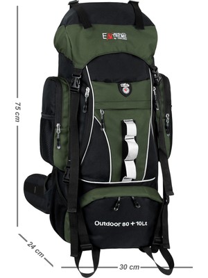 Cakard Extreme Outdoor 80+10 Litre Dağcı Sırt Çantası – Kamp, Trekking ve Hiking Için Profesyonel Sırt Çantası Haki