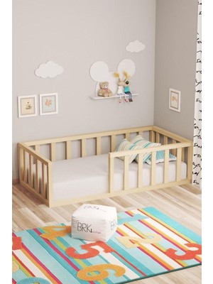 BRK Design Montessori Çocuk Yatağı – Doğal Ahşap Yer Yatağı
