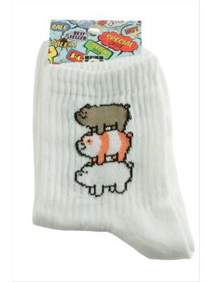 Zero Land Storozde Köpek Kolej Çorap 8*28 - Beyaz