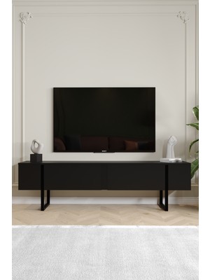Aymobsan Serenity Metal Ayaklı Tv Ünitesi 180 cm - Siyah