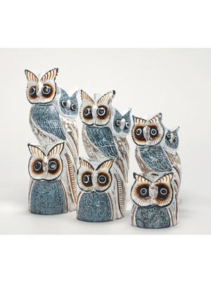 Ahşap 3'lü Baykuş Seti Model 6