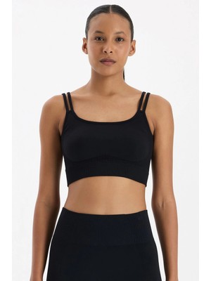 COMEUP Jakar Detaylı Çift Askılı Sporcu Sütyeni Siyah
