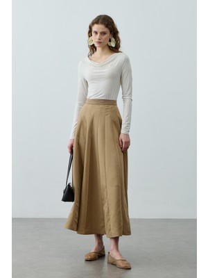 Fahhar Çok Parçalı Godeli Etek Camel