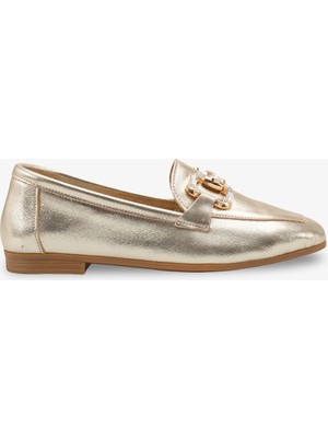 Duenas Kadın Hakiki Deri Aksesuarlı Babet - Altın