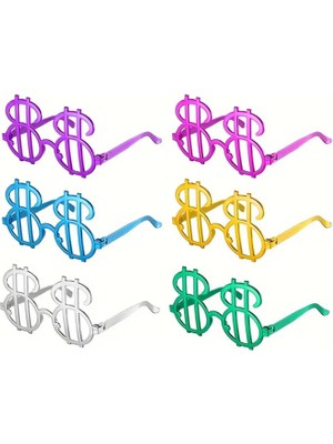 Dolar Şekilli Metalize Parti Gözlüğü 6 Adet