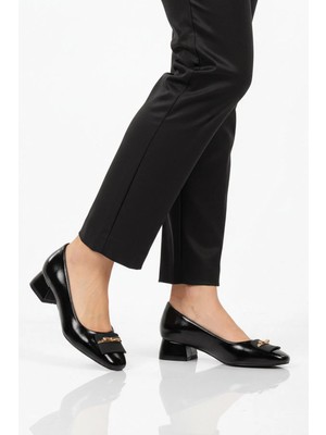 Ayakmod Siyah Geniş Kalıp Kadın Topuklu Abiye Ayakkabı 608420 Z